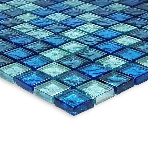 Blue Blend 1 X 1 Mosaic Tile Gg82323b18 Glass Tile For Pools