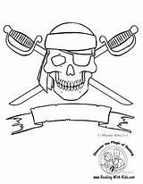 Pirate Coloring Pages Flag Pirates Birthday Halloween Skull sketch template