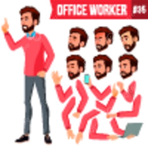 trabajador de oficina vector  emociones varios gestos animacion creacion conjunto