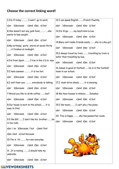 linking words interactive exercise  elementary     exercises