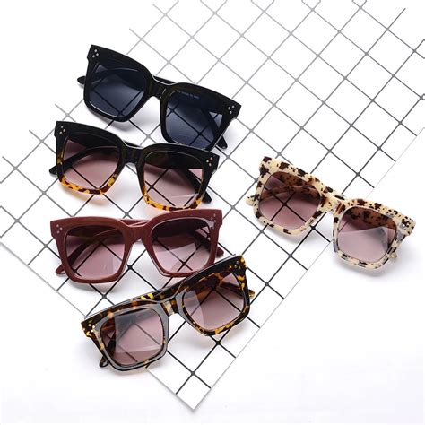buy  black clear oversized square sunglasses women gradient summer style