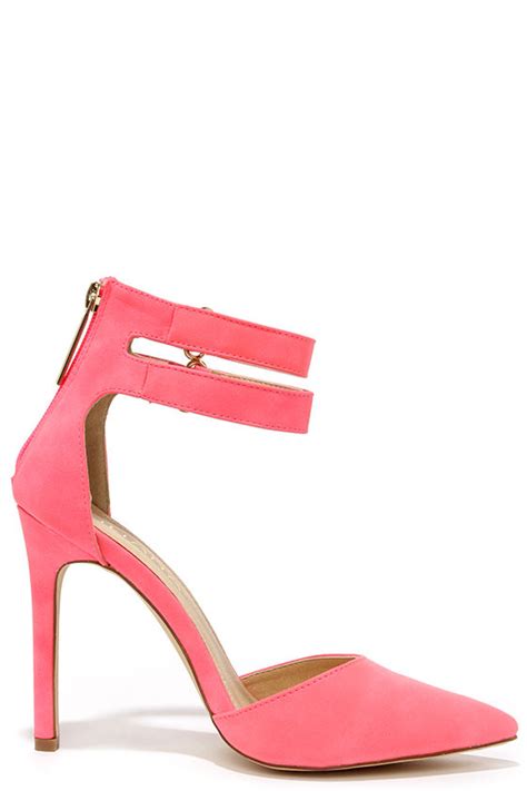 cute hot pink heels ankle strap heels pointed pumps 32 00