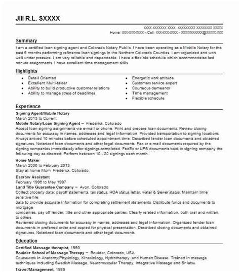 mobile notary signing agent resume