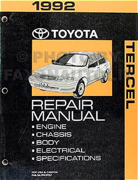 toyota tercel repair shop manual original