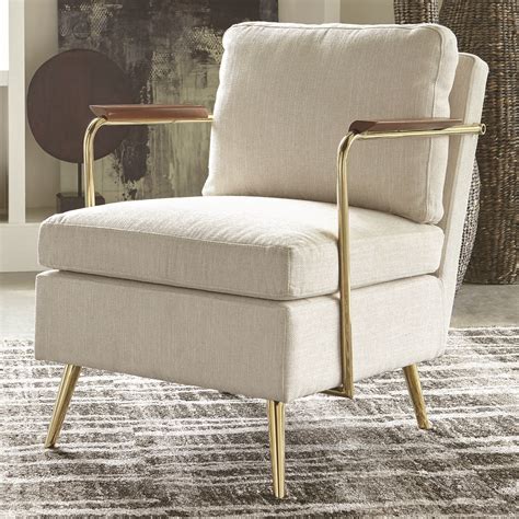 furniture mid century modern design living room accent chair  gold frame  leather
