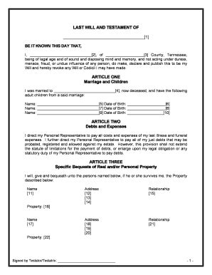 bill  sale form tennessee    testament form pdffiller