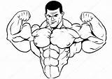 Bodybuilder Torso Muscular Body Builder Drawing Vector Illustration Outline Bodybuilding Isolated Stock sketch template