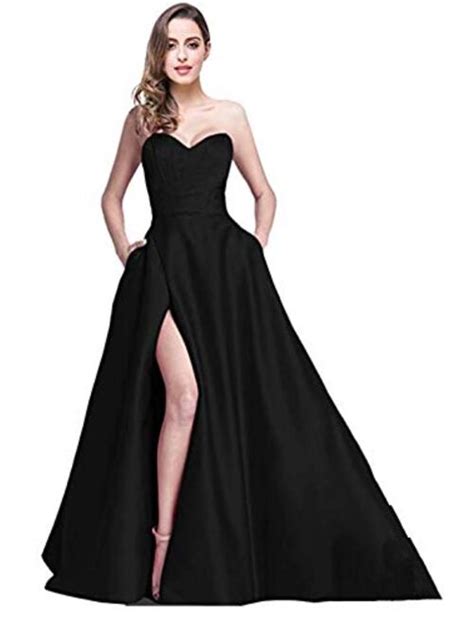 Buy Ri Yun Women S Prom Dress Long High Slit A Line Evening Ball Gowns