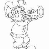 Coloring Joker Pages Harlequin Trumpet Hellokids Clown Balloons sketch template