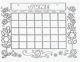 Blank Calendars Color Fill June Kids Print sketch template