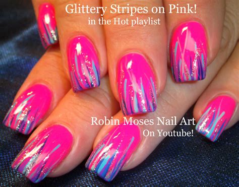 nail art  robin moses easy neon pink summer nails   perfect