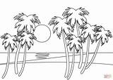Beach Coloring Pages Tropical Printable Silhouettes Drawing sketch template