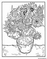Gogh Van Coloring Vincent Pages Adult Tournesols Vase Dans Un Sunflowers Color Children Kids Printable Coloriage Print Twelve Created Sunflower sketch template