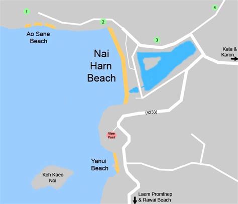 phuket map nai harn beach ao sane beach and yanui beach