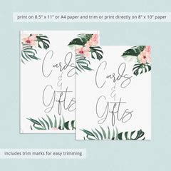 tropical cards  gifts sign printable instant  littlesizzle