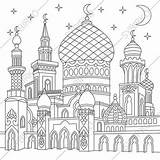Ramadan Mosque Moschee 1001 Orientalisch Erwachsene Ausmalbilder Orient Orientale Noches Crescent Coloriages Masjid Zentangle Adultos Moons Twinkling Nuits Arabe Enfant sketch template