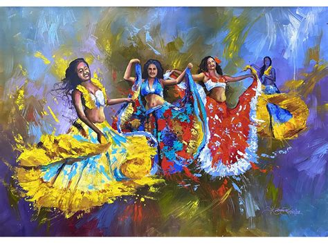 women dancing acrylic painting exotic india art