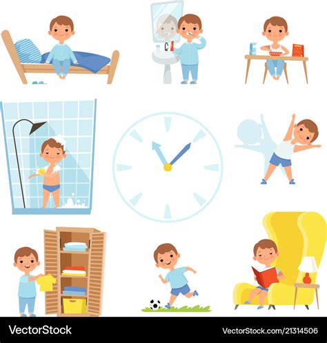 daily routine kids making  cases   vector image