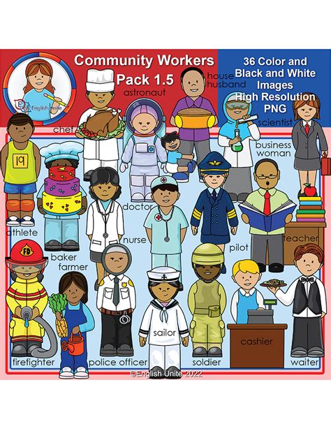 english unite clip art community workers pack