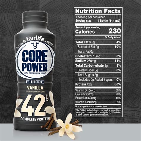 fairlife core power elite high protein shake  vanilla ready  drink  workout recovery