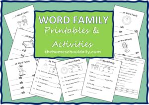 word family printables activities  homeschool daily