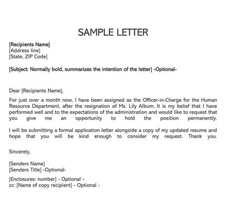temporary  permanent employment request letter examples