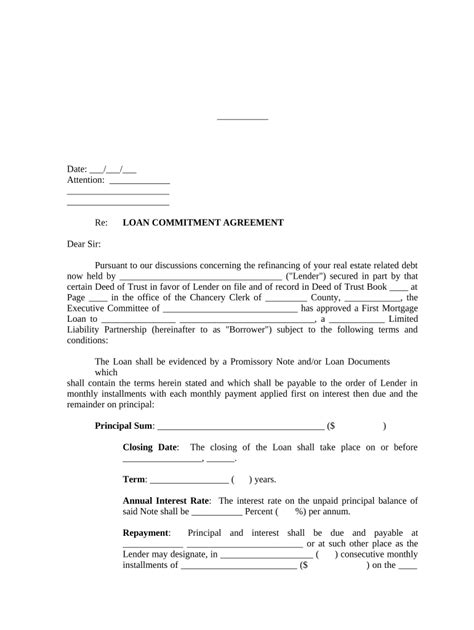 commitment agreement letter  template pdffiller