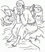 Prodigal Son Coloring Pages Bible Clipart Printable School Sunday Kids Crafts Pig Preschool Sheets Pigs Story Activities Activity Jesus Envies sketch template