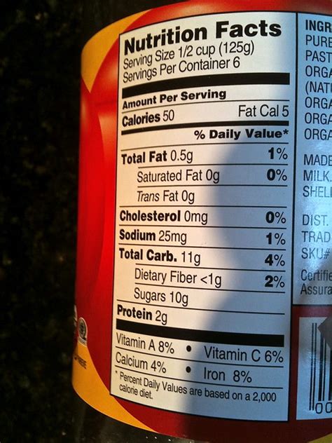 Organic Marinara Sauce: Nutrition Facts | Sodium: 25 mg