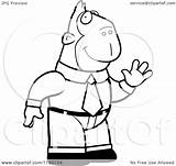 Ape Waving Business Clipart Cartoon Outlined Coloring Vector Cory Thoman Royalty sketch template