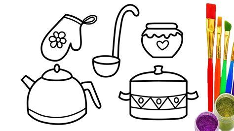 cooking utensils coloring pages cooking  baking coloring pages