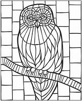 Coloring Pages Mosaic Owl Animal Glass Stained Mystery Dover Printable Patterns Publications Colouring Doverpublications Print Color Christmas Adult Book Paper sketch template
