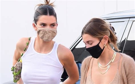 hailey baldwin and kendall jenner in slides and slippers at morning outing