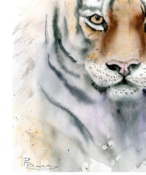 watercolor tiger painting original art wild animal portrait etsy