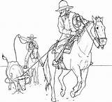 Cowboys Chevaux Horseback sketch template