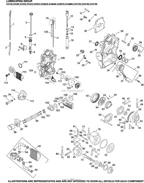 kohler ch  lincoln ranger  hp  kw parts diagram  lubrication group