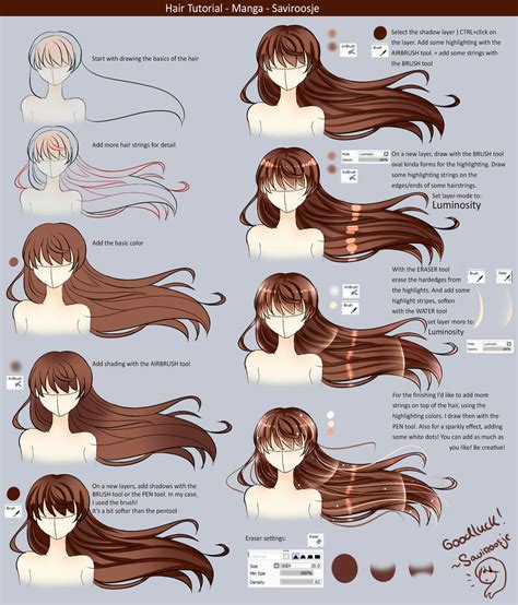 step  step manga hair tutorial  saviroosje  deviantart