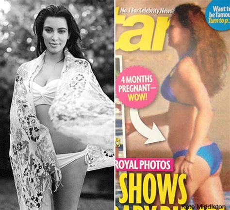 [pics] kim kardashian vs kate middleton bikini bump — whose belly is best hollywood life