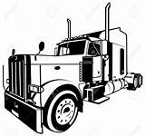 Truck Semi Vector Clipart Peterbilt Kenworth Outline Drawing American Cartoon Trailer Illustration Roll Off Svg Silhouette Decal Logo Dump Clip sketch template