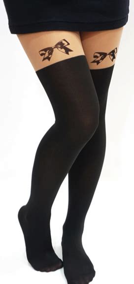 Bow Over Knee Mock Tights Stockings Pantyhose