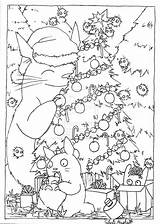 Coloring Totoro Christmas Pages Japanese Card Anime Lineart Pokemon Cute Deviantart Printable Colouring Book Kids Ghibli Studio Coloriage Noel Color sketch template