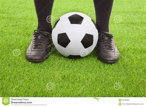 soccer player  feet  ball stock photo image  pitch action