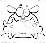 Chubby Drunk Dog Clipart Cartoon Outlined Coloring Vector Cory Thoman Royalty sketch template