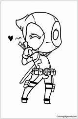 Deadpool Pages Chibi Color Coloring sketch template