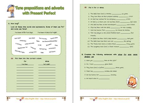prepositions  time worksheet