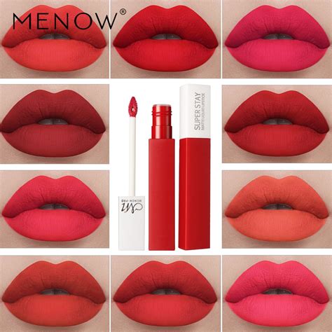 menow hot matte liquid lipstick levre makeup sexy red color lipgloss