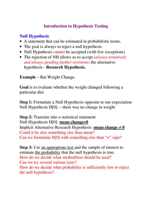 introduction  hypothesis testing class notes geos  docsity