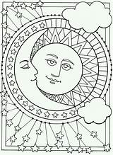Coloring Pages Eclipse Mandala Sun Kids Color sketch template