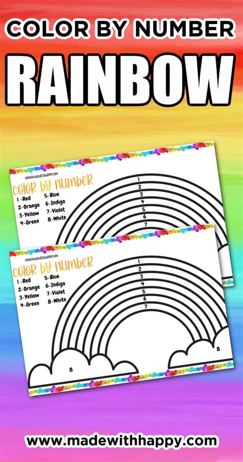 printable color  number rainbow   happy