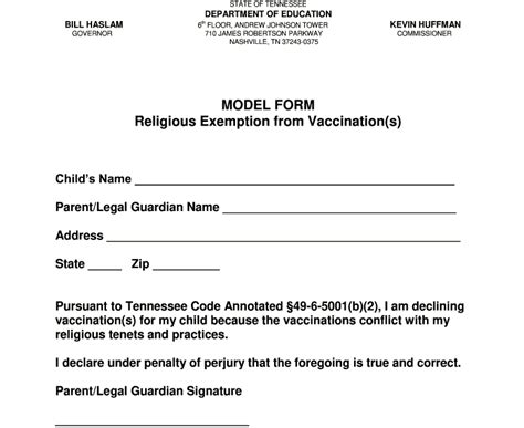 religious exemption letter printable immunization exemption form